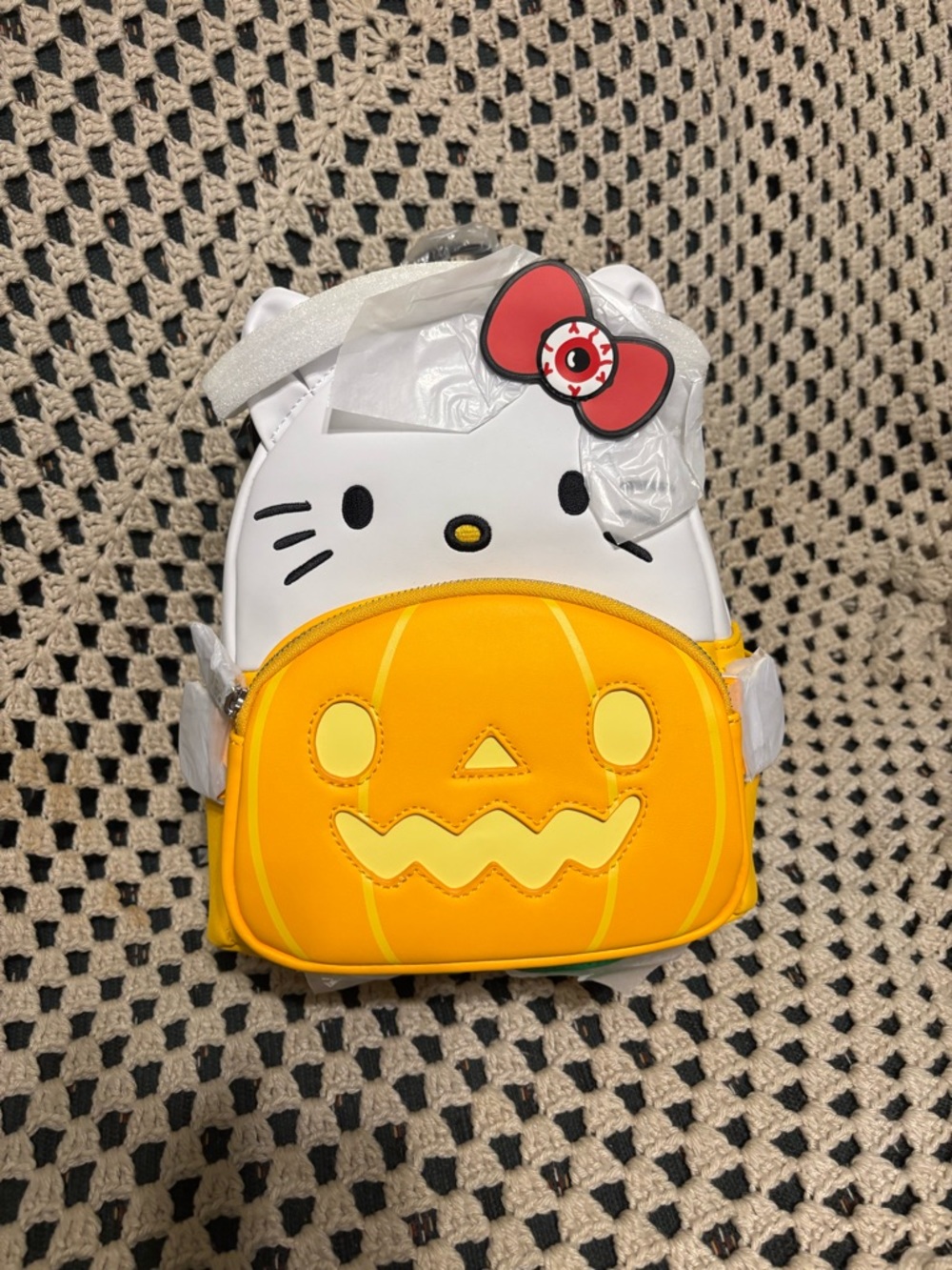 Hello Kitty Halloween Mini Backpack - White, Bright Orange & Red